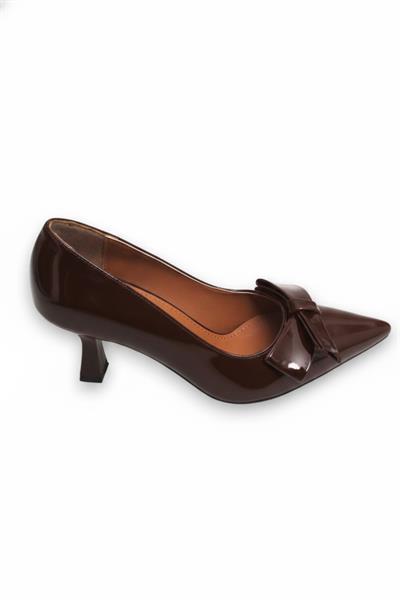 Kadın Kurdela Detaylı Şık Tasarım Acı Kahve Stiletto