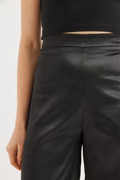 Kadın Bol Paça  Saten Pantalon Siyah