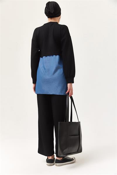 Kot Garnili Bağlamalı İkili Takım Siyah