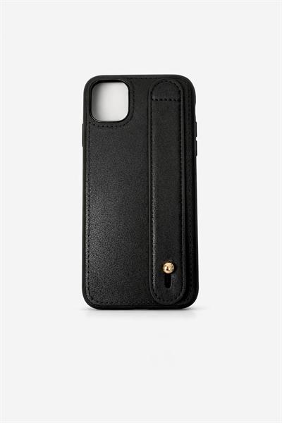 14 Charmlı ve Harfli Deri Kılıf Siyah