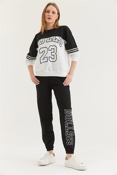 Çift Renk Eşofman Takım Siyah