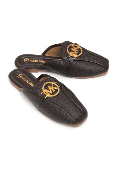 MK Aksesuarlı Şık Kadın Terlik Kahvernegi