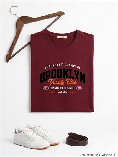 Kadın Bisiklet Yaka Kısa Kollu Tshirt Bordo