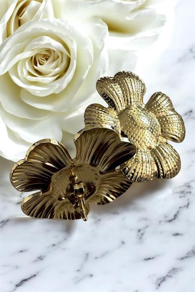 Papatya Model Altın Kaplama Gold Küpe