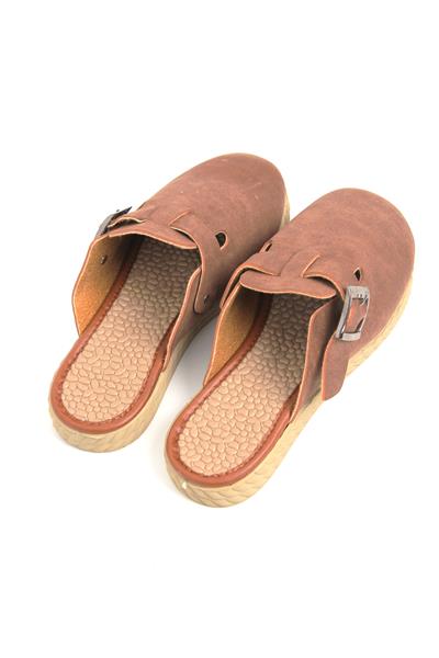 Kadın Önü Kapalı Tek Tokalı Kahverengi Terlik 