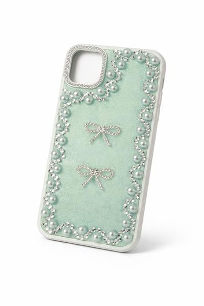 İphone 12 Uyumlu Taş Detaylı Telefon Kılıfı Yeşil