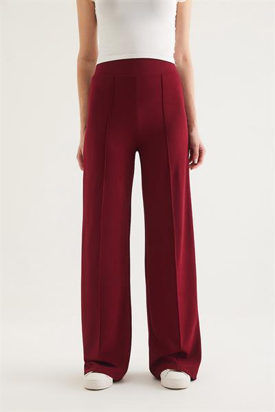 Kaymak Dokulu Modal  Palazzo Pantolon Bordo