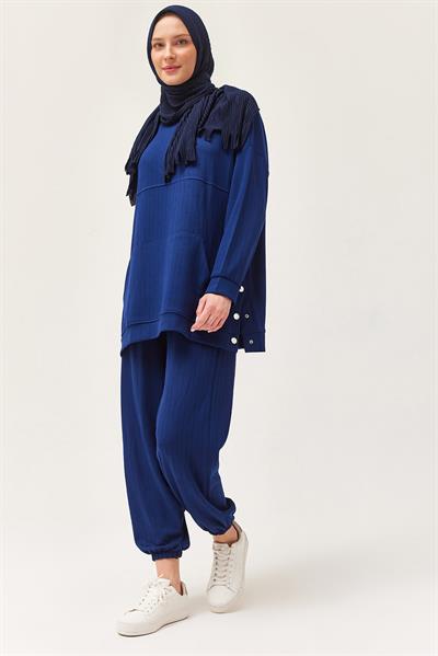 Çıtçıt Detay Kapüşonlu İkili Takım Lacivert