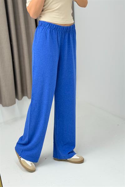 Kadın Triko Mavi  Salaş Pantolon  