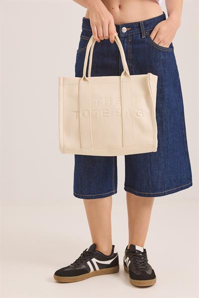 The Tote Bag Büyük Boy Krem El Çantası