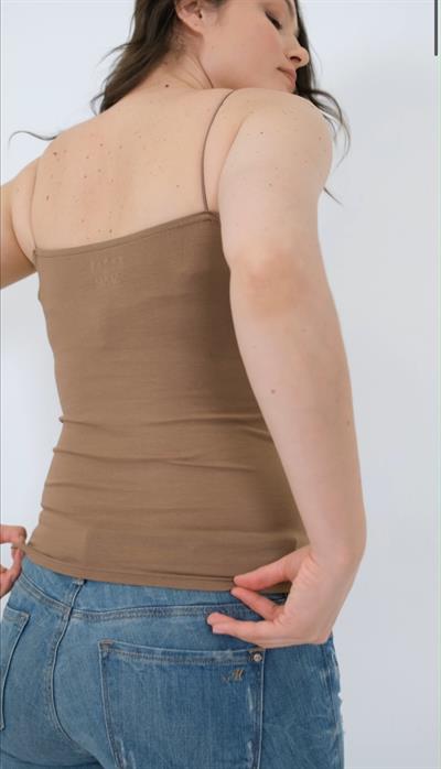 İp Askılı  Uzun Crop Bluz Kahverengi