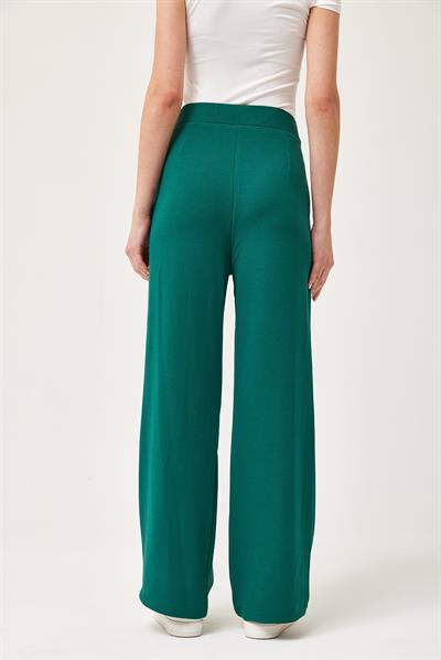 Yüksek Bel Cepli Palazzo Pantolon Yeşil