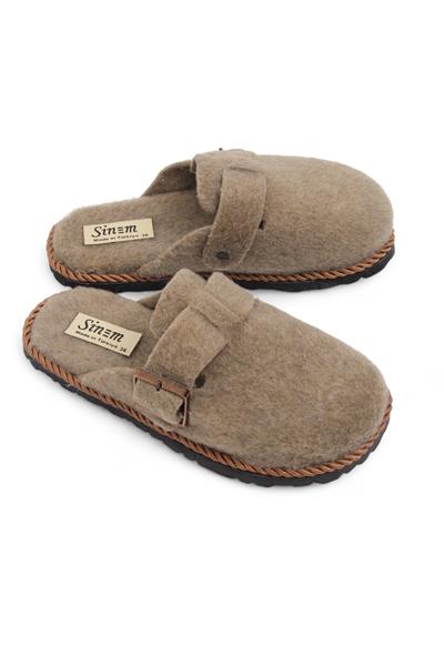 Kadın Önü Kapalı Tokalı Keçe Vizon Ev Terliği