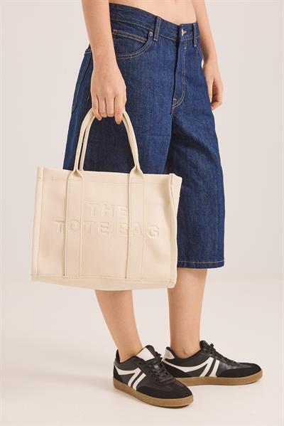 The Tote Bag Büyük Boy Krem El Çantası