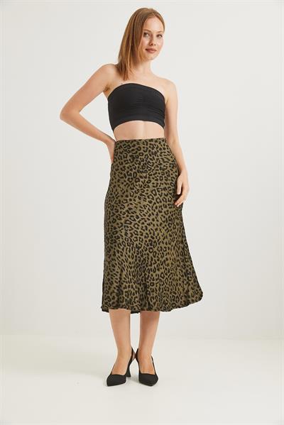 Beli Lastikli Midi Boy Saten Etek Haki