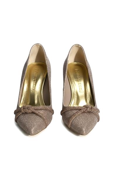 Kadın Simli Parlak Stiletto Ayakkabı Bakır