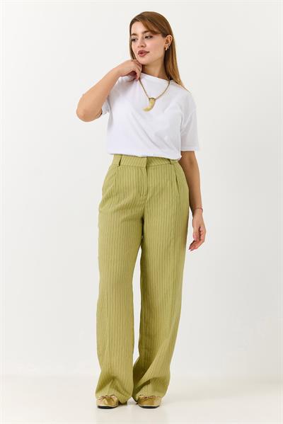Kadın Rahat Kesim Bol Paça Mevsimlik Pantolon Yeşil