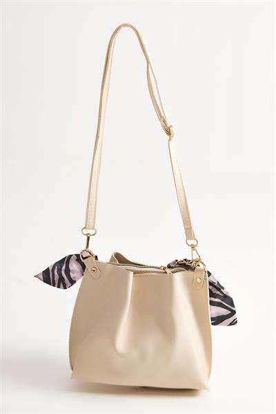 Şallı Mini El ve Omuz Çantası Bej