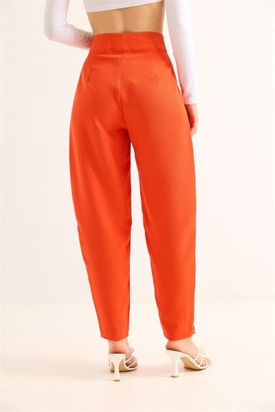 Havuç Model Çift Düğmeli Palazzo Pantolon Turuncu