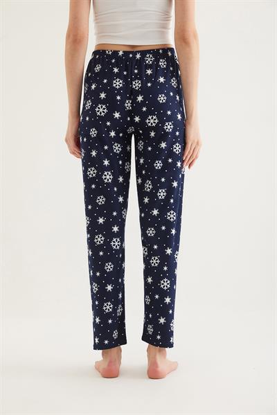 Beli Lastikli Kadın Pijama Altı Lacivert