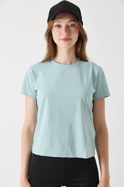 Kadın Fit Kalıp Nefes Alan Sporcu Tshirt Yeşil