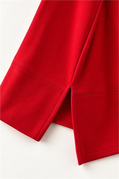Kadın Kırmızı Oversize Manşet Detaylı Tunik