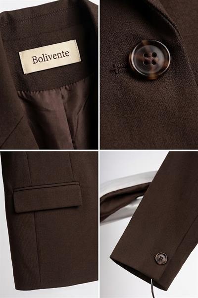 Kadın Altı Garnili Blazer Ceket Kahverengi