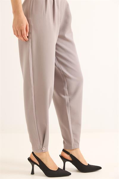 Havuç Model Çift Düğmeli Palazzo Pantolon Gri