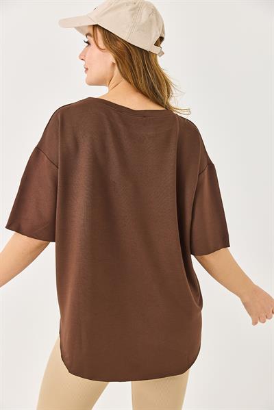 Bisiklet Yaka  Oysho Basic Tshirt Kahverengi