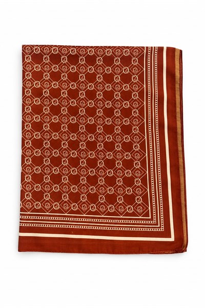 Kadın Monogram Desenli 180X70 Ölçülü Şal Kiremit