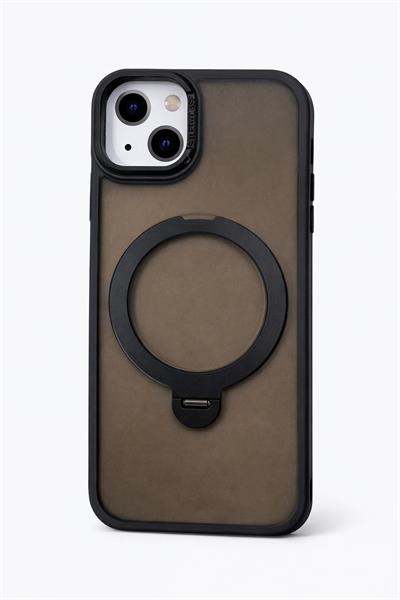 İphone 15 Uyumlu MagSafe Dönebilen Mat Yüzeye Sahip Kılıf Siyah