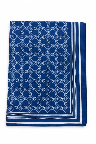 Kadın Monogram Desenli 180X70 Ölçülü Şal Mavi