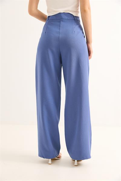 Yüksel Bel Geniş Paça Palazzo Pantolon Mavi