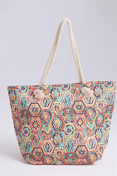 Fermuarlı Kadın Plaj Çantası Yeşil