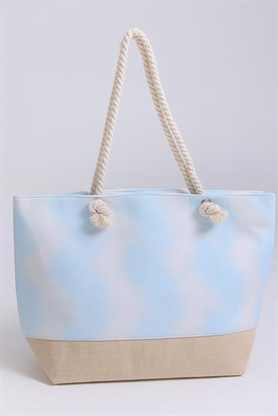 Fermuarlı Kadın Plaj Çantası Açık Mavi