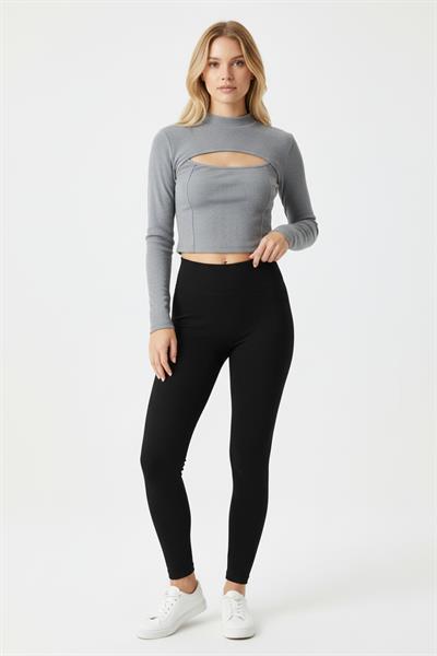 Kadın Fitilli Dekolteli Bluz Antrasit