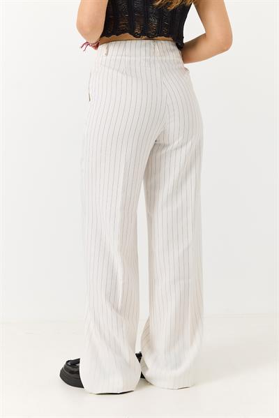 Kadın Siyah Çizgili Kumaş Pantolon