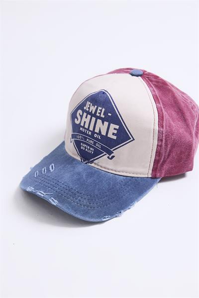 Ayarlanabilir Baskılı Yıkamalı Kot Şapka Gül Kurusu