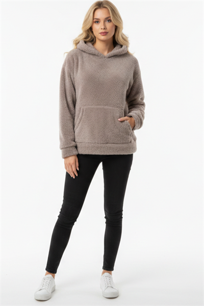 Kadın Kapüşonlu Welsoft Uzun Kollu Füme Sweatshirt