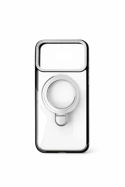 İphone 17 Pro Uyumlu Magsafe Dönebilen Halkalı Kılıf Lens Korumalı Gri