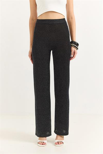Kadın Bol Dökümlü Simli ŞIK Pantalon Siyah
