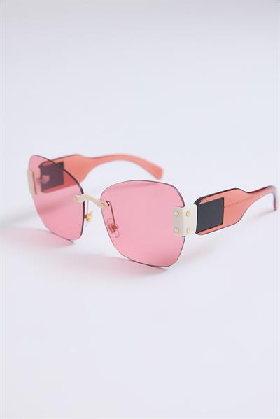 Retro Çevçevesiz Model Güneş Gözlüğü Pembe