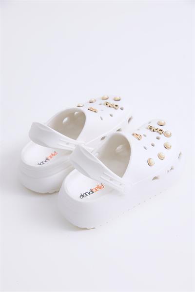 Yüksek Taban Crocs Terlik Beyaz