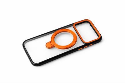 İphone 17 Pro Uyumlu Magsafe Dönebilen Halkalı Kılıf Lens Korumalı Turuncu