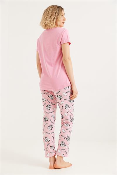 Baskılı Kısa Kol Pijama Takım Pembe