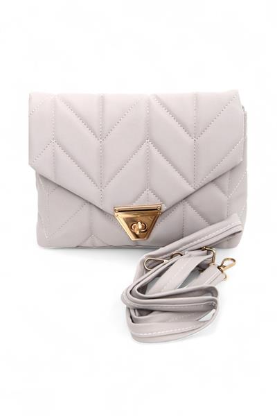 Kapitone Model Çift Gözlü El Ve Omuz Çantası Gri