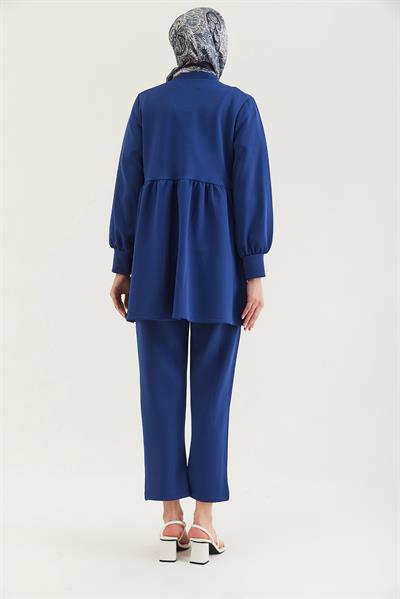 Taş Düğmeli Scuba İkili Takım Lacivert