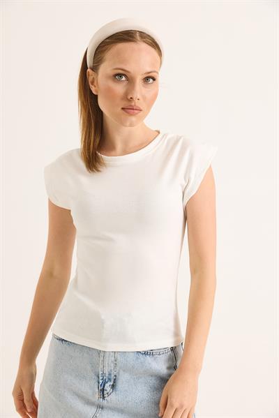 Sıfır Kol Soft Touch Esnek Viskon Bluz Beyaz
