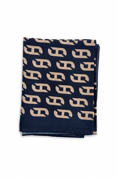 Kadın Monogram Desenli Fresh Şal Lacivert