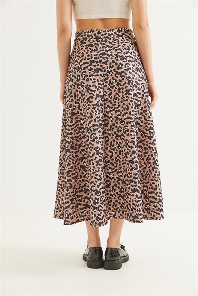 Leopar Desen Scuba Etek Kahve